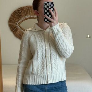 Cream Button up sweater St. John’s Bay